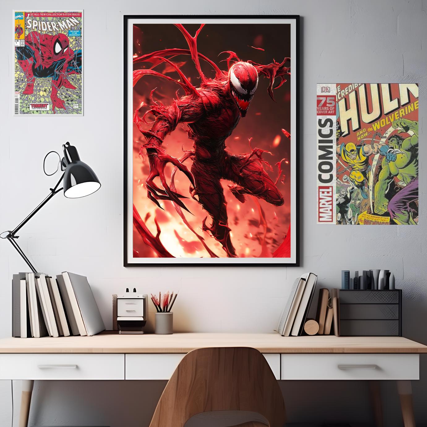 Carnage Poster | Spider-Man Villain Wall Art, Marvel Comic Print, Superhero Room Decor, Gift for him, Venom Carnage wall art, Gamer room