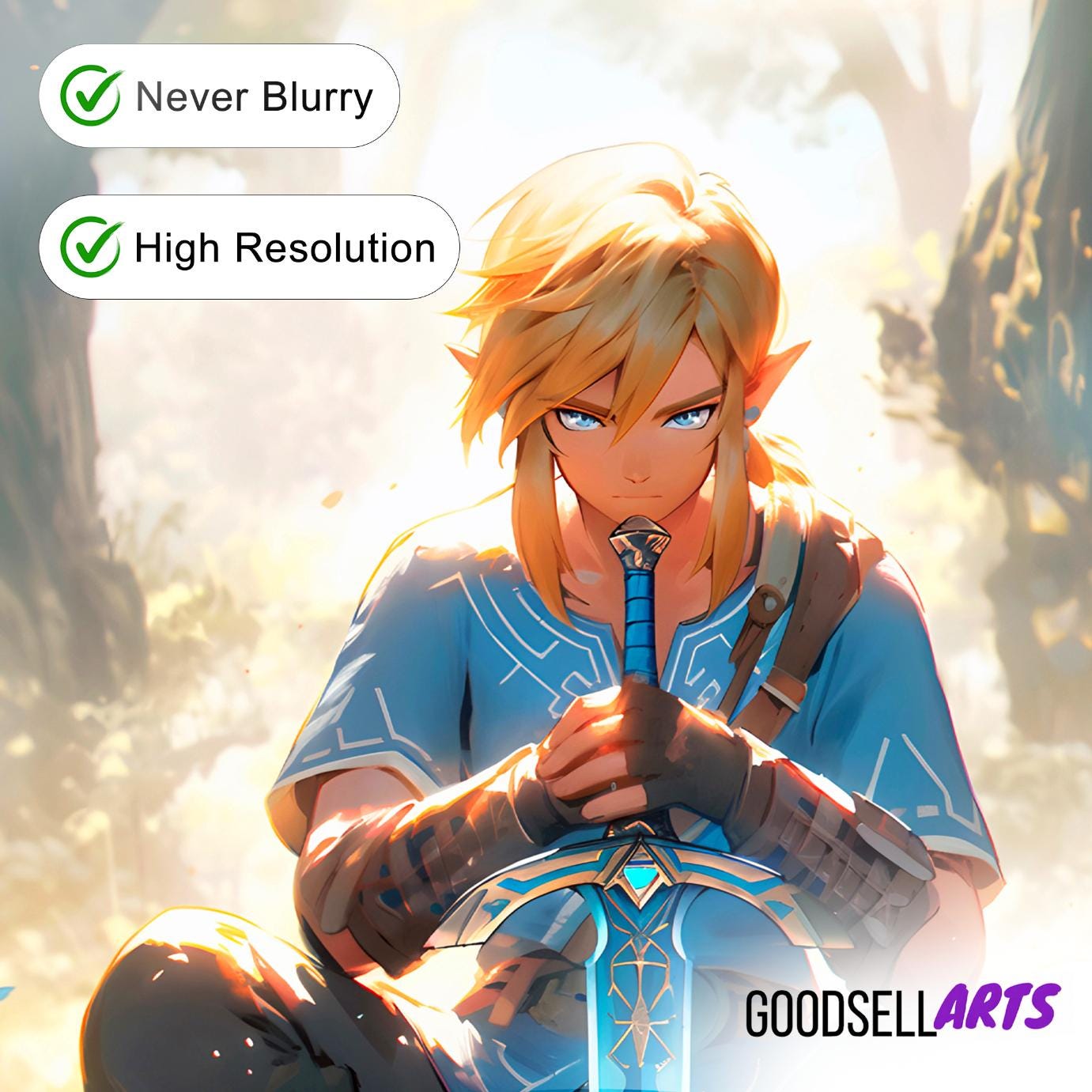 Link Poster, Legend of Zelda wall art print, Link art print, Gamer Gift for Nintendo fans, Game Room Decor, Breath of the Wild art print