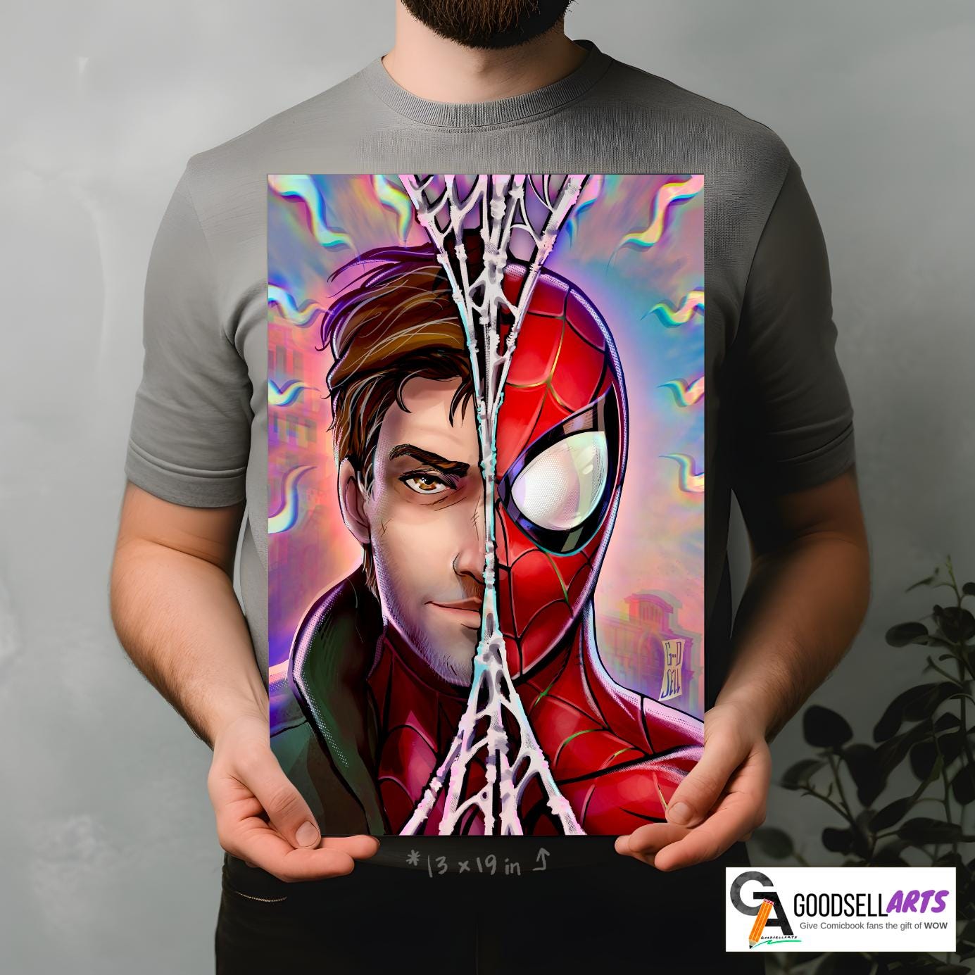 Spiderman Poster Print | SpiderVerse Poster | Peter Parker poster | Spiderman wall art | Spiderman portrait | Peter Parker Spiderverse print