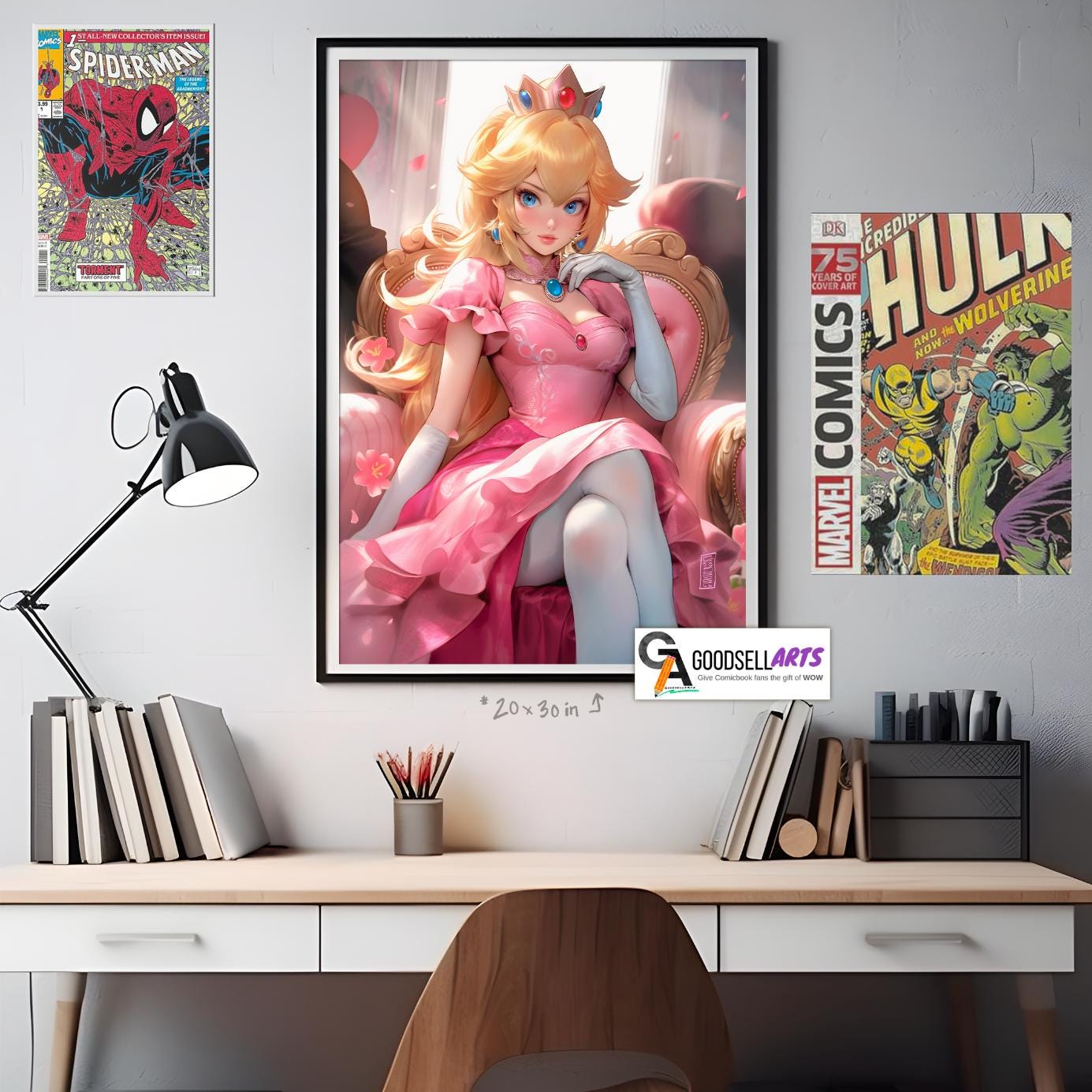 Princess Peach Poster Print | Princess Toadstool art | Video Game Poster | Princess peach Gift | Nintendo Gifts | Super Mario Bros Poster
