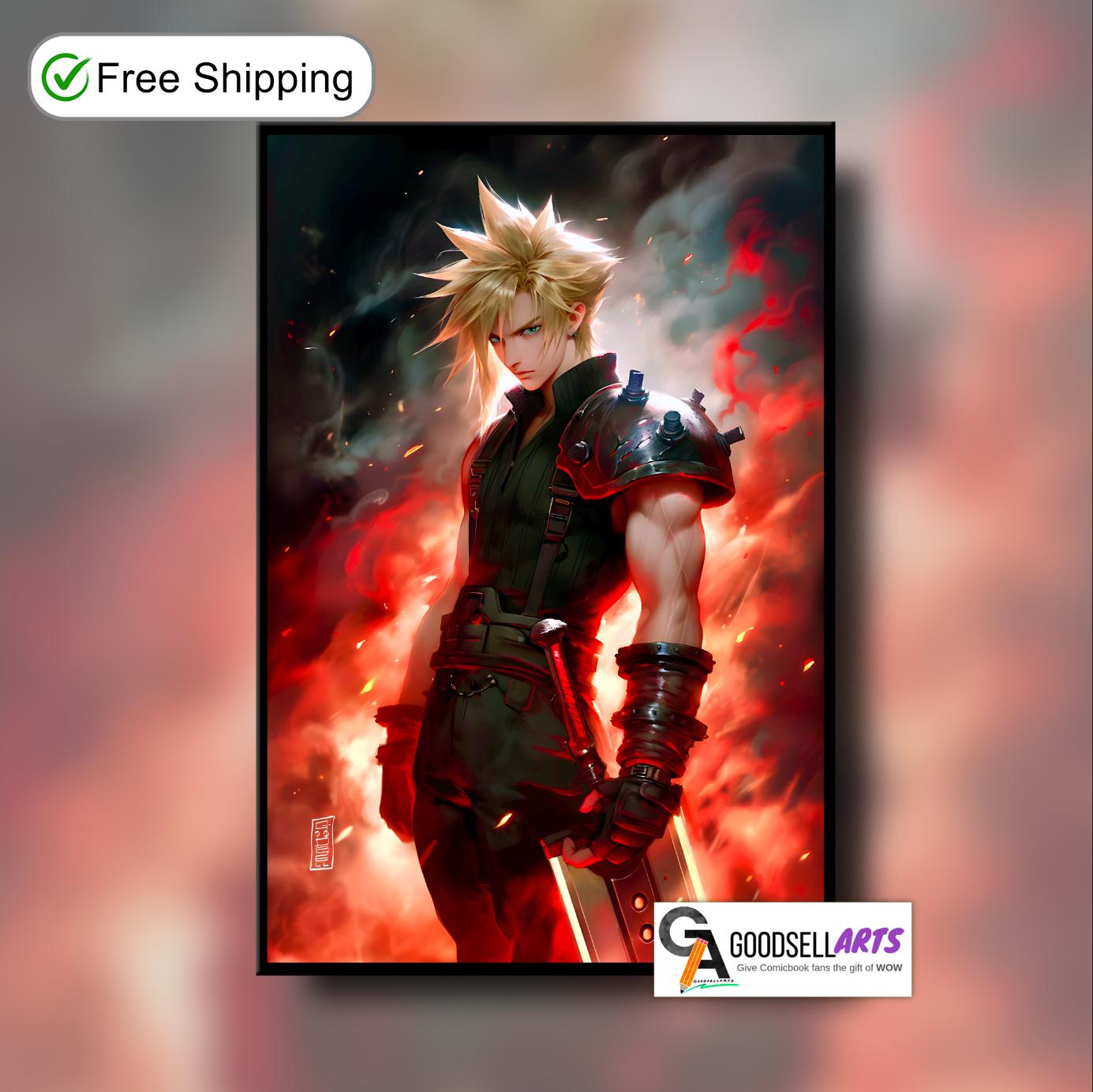 Cloud Strife Poster Print | Final Fantasy 7 poster | Cloud FF7 remake | Final Fantasy Gaming Decor | Cloud wall art | Cloud Strife art print