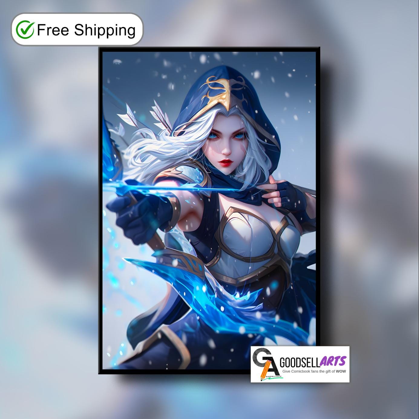 Ashe League Poster | League of Legends poster | Gaming Decor | Ashe wall art print | Video game poster | Gaming gift | Ashe Champion poster