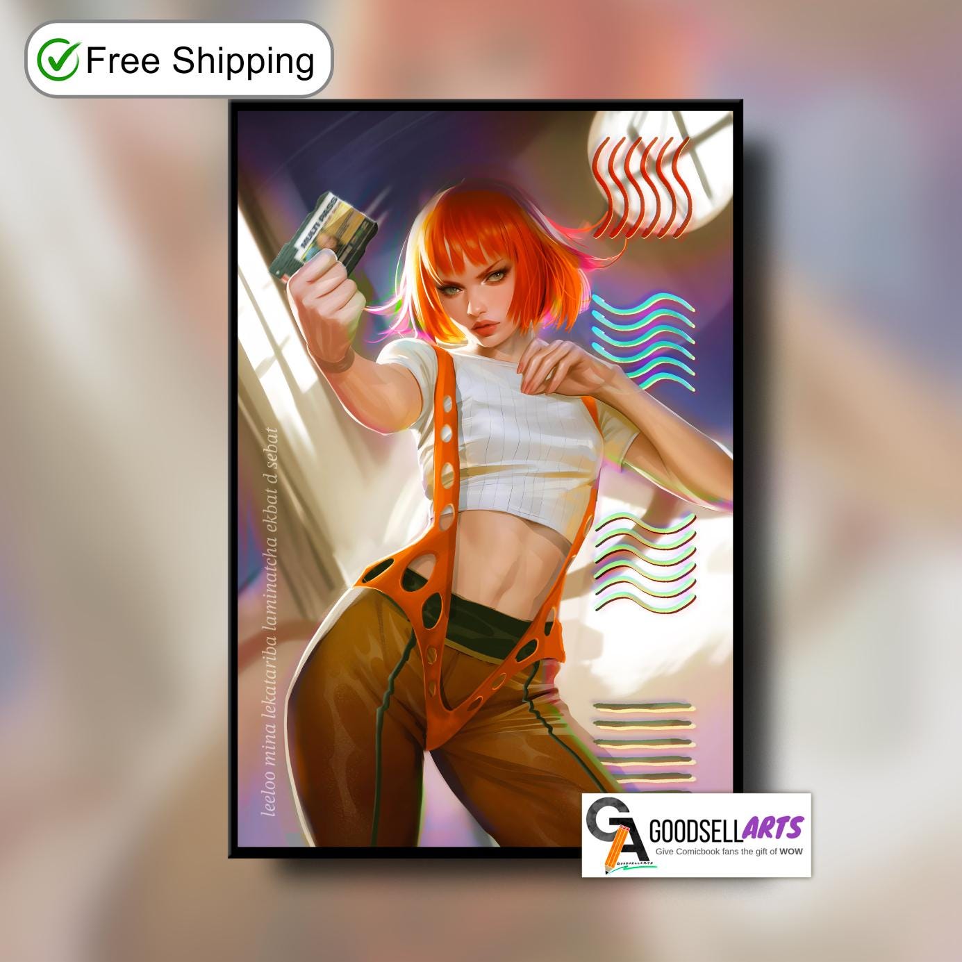 Fifth Element Leeloo Poster | "Multi-Pass." Fifth element Movie gift | Leeloo Fifth Element art print | Sci Fi Gift Game room decor