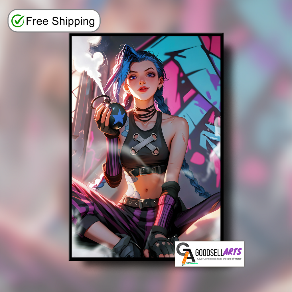 Arcane Jinx Poster Print; League of Legends Jinx; video game art; Gaming gift