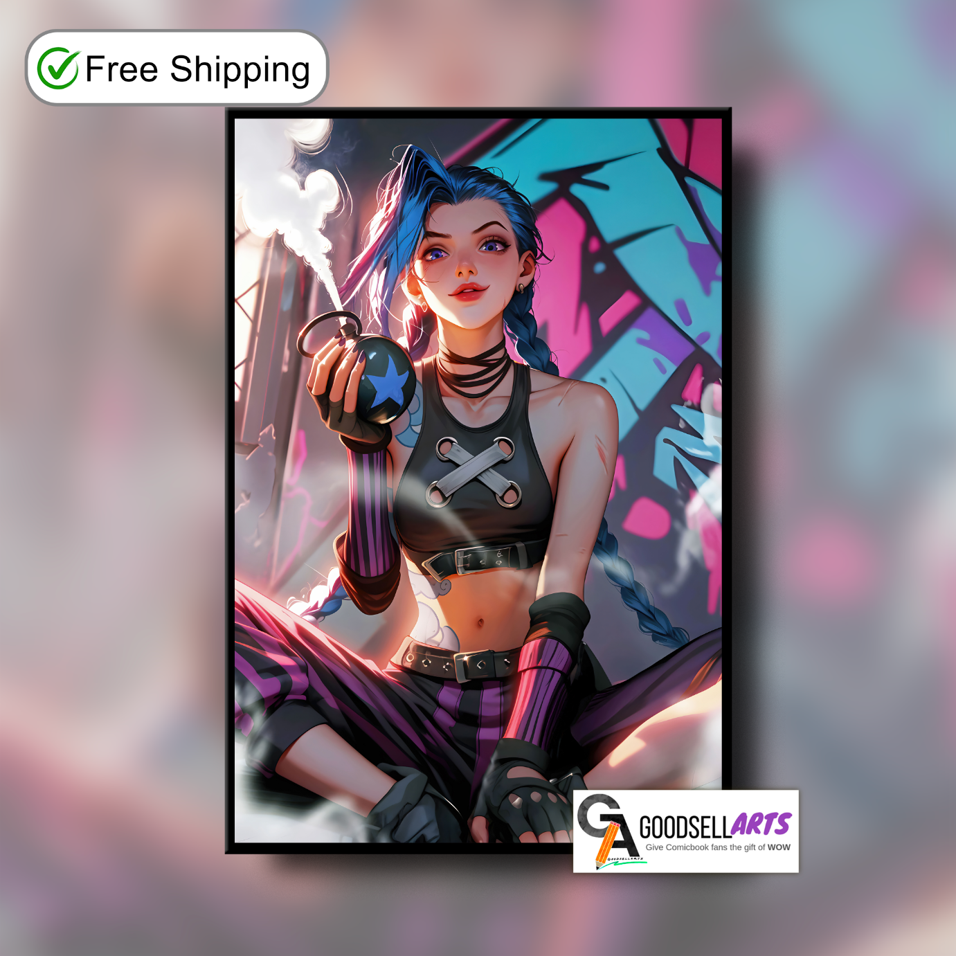 Arcane Jinx Poster Print; League of Legends Jinx; video game art; Gaming gift