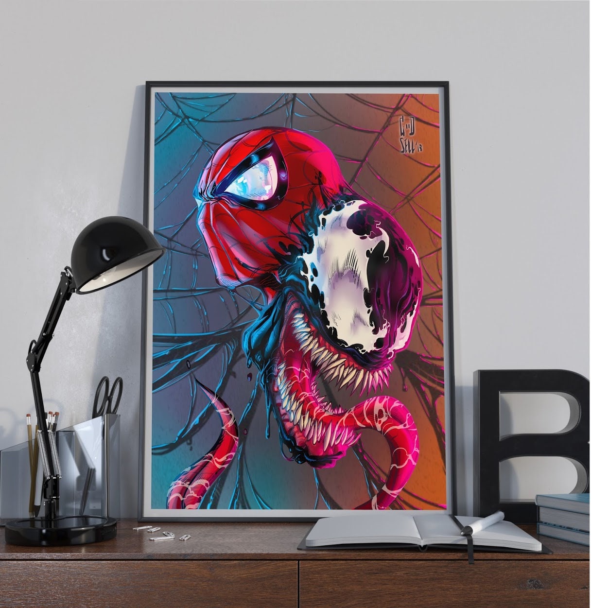 Spiderman and Venom Poster | Venom art print | Venom gift for him | Venom Marvel Spider-man Gift for men Geek room decor, Spiderman print
