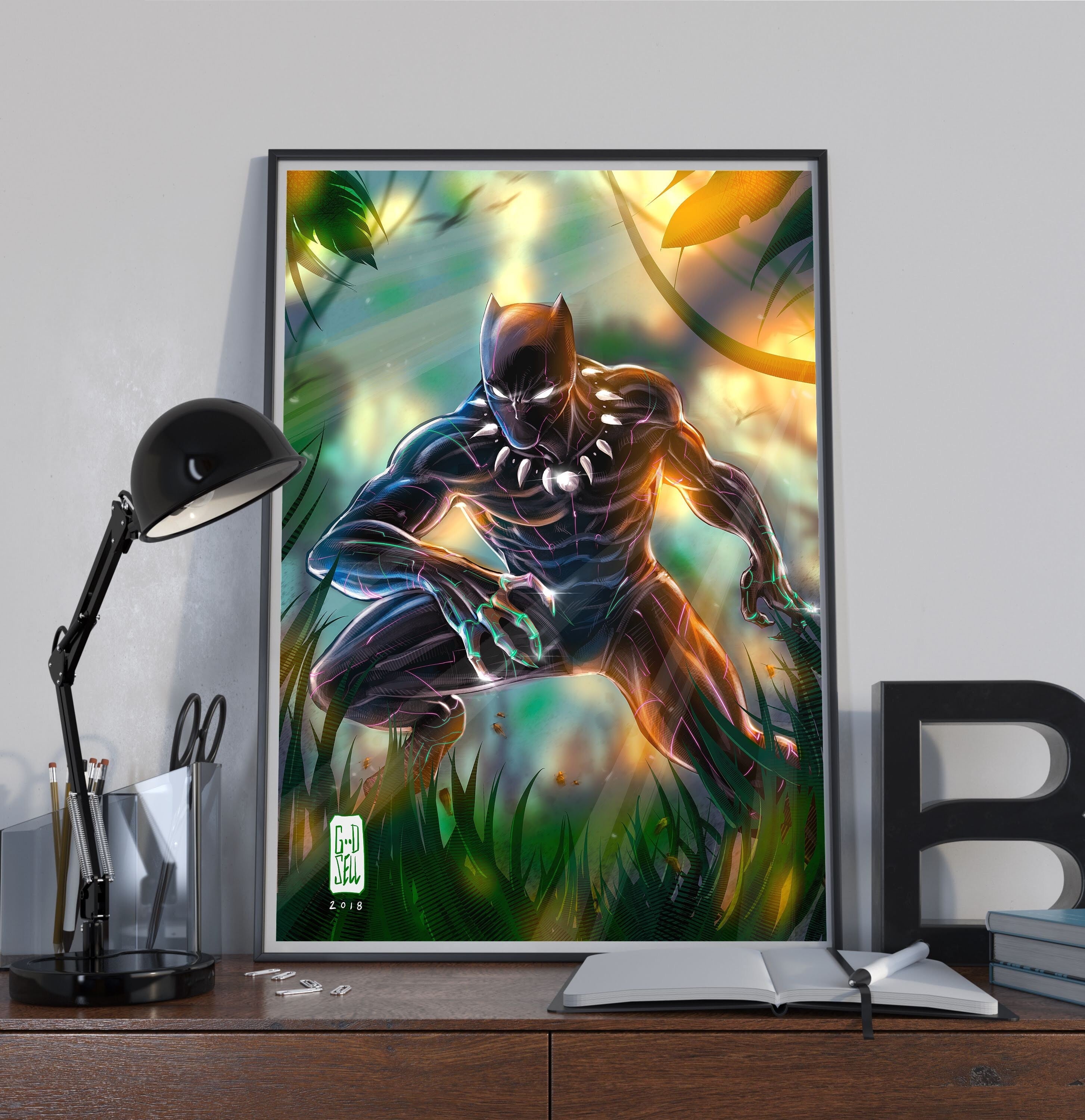 Black Panther Poster Print | Marvel Wall Art | Wakanda Forever | T&#39;Challa Black Panther Gift | Black hero | comic book fan | Geek gift