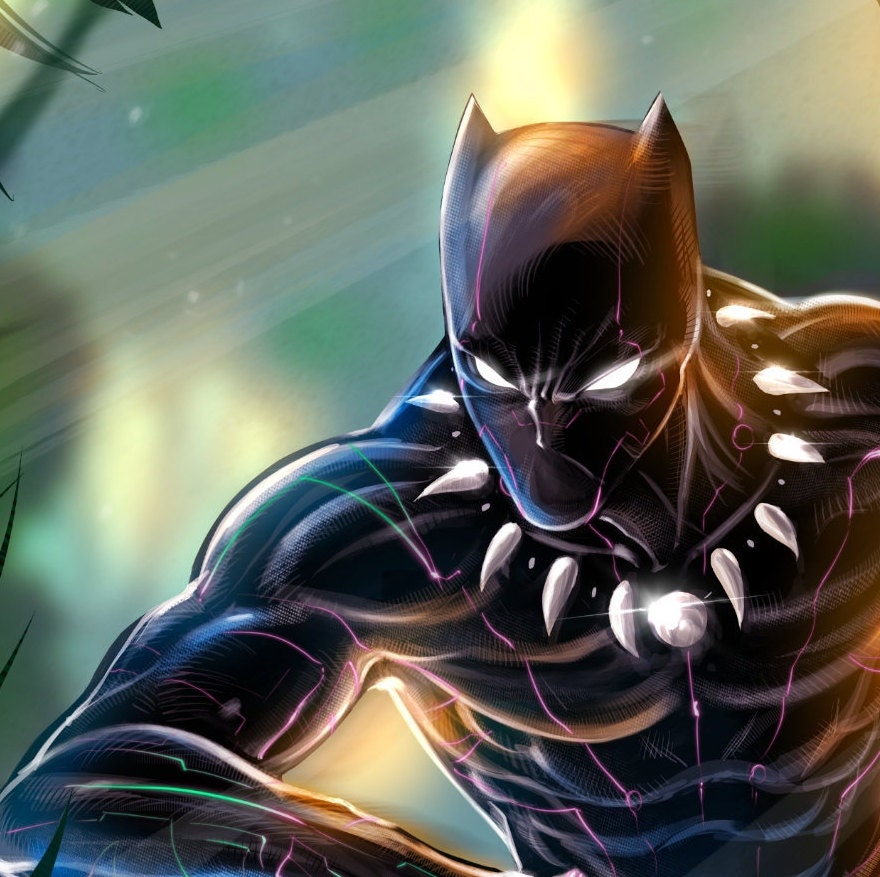 Black Panther Poster Print | Marvel Wall Art | Wakanda Forever | T&#39;Challa Black Panther Gift | Black hero | comic book fan | Geek gift