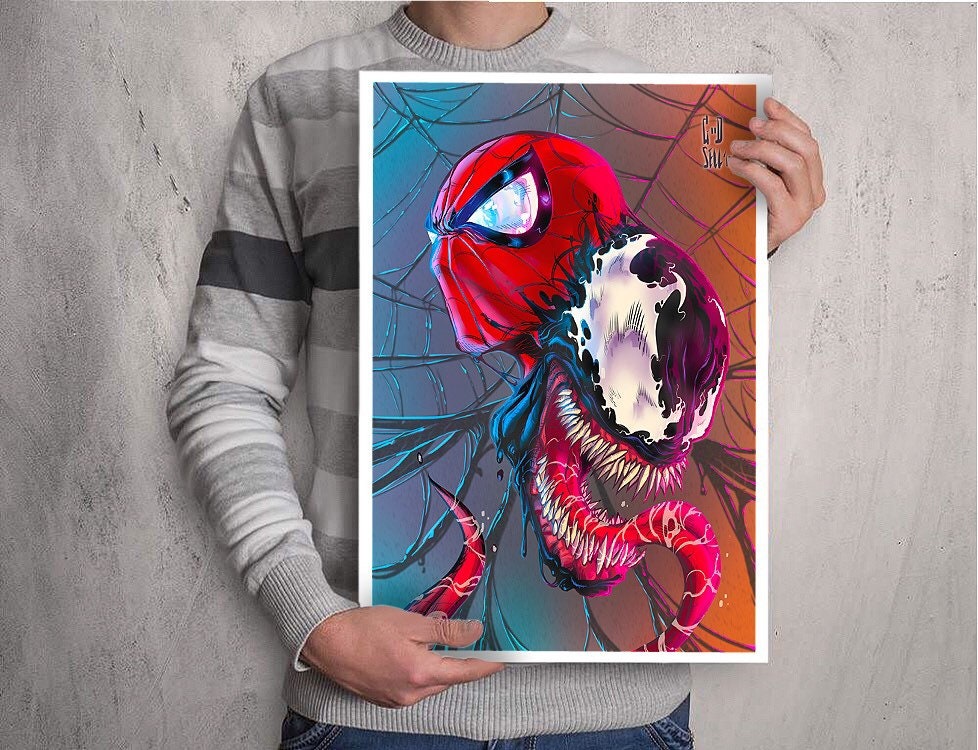 Spiderman and Venom Poster | Venom art print | Venom gift for him | Venom Marvel Spider-man Gift for men Geek room decor, Spiderman print