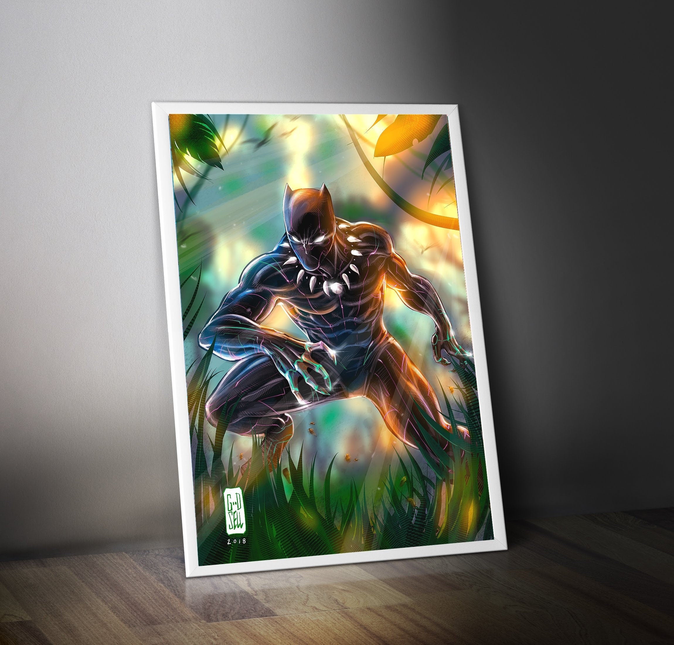 Black Panther Poster Print | Marvel Wall Art | Wakanda Forever | T&#39;Challa Black Panther Gift | Black hero | comic book fan | Geek gift