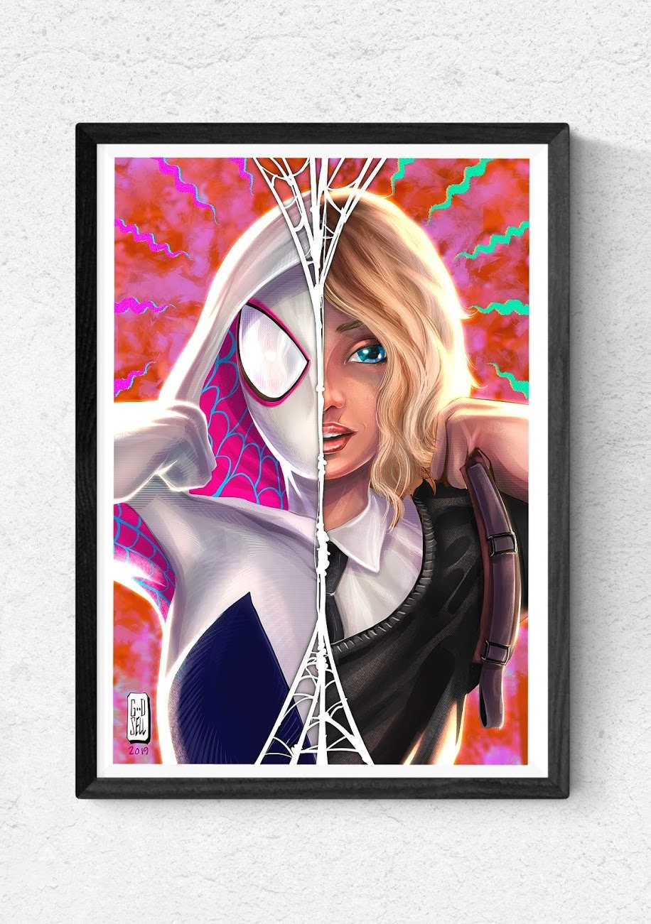 Spider Gwen Poster Print | Gwen Stacy Into the SpiderVerse | Spider-man poster | Spider woman | Ghost spider poster | Spiderverse poster