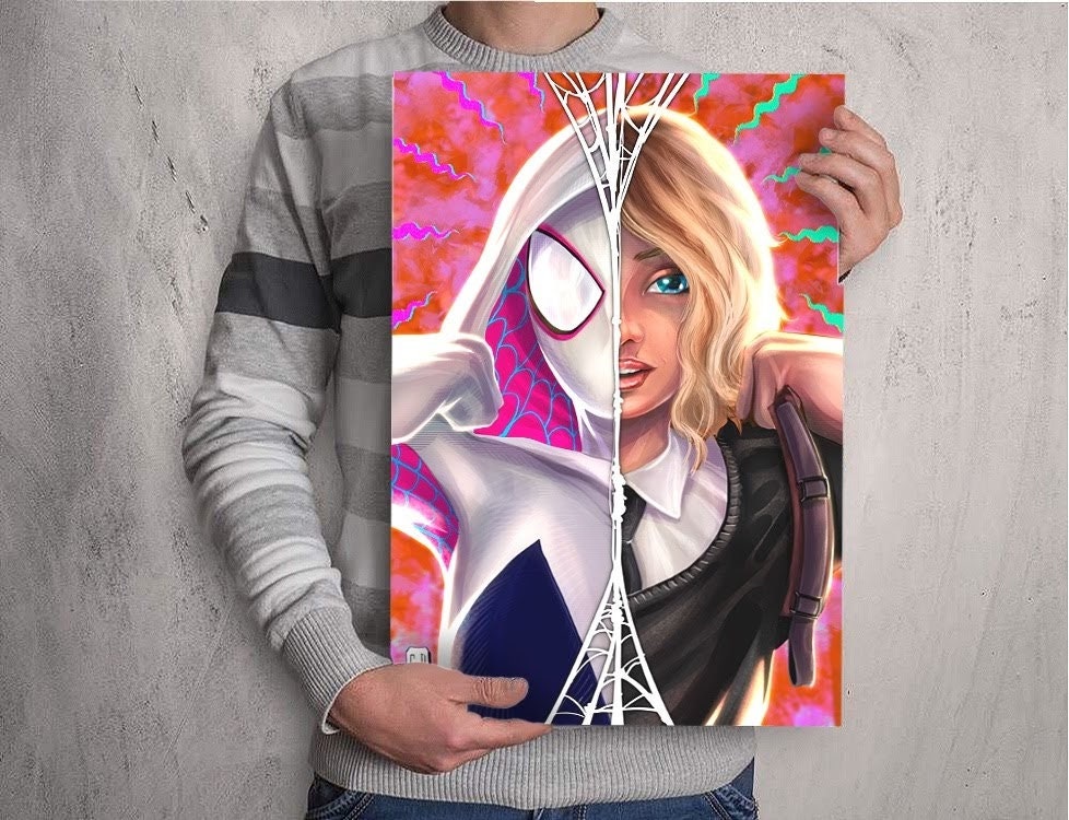 Spider Gwen Poster Print | Gwen Stacy Into the SpiderVerse | Spider-man poster | Spider woman | Ghost spider poster | Spiderverse poster