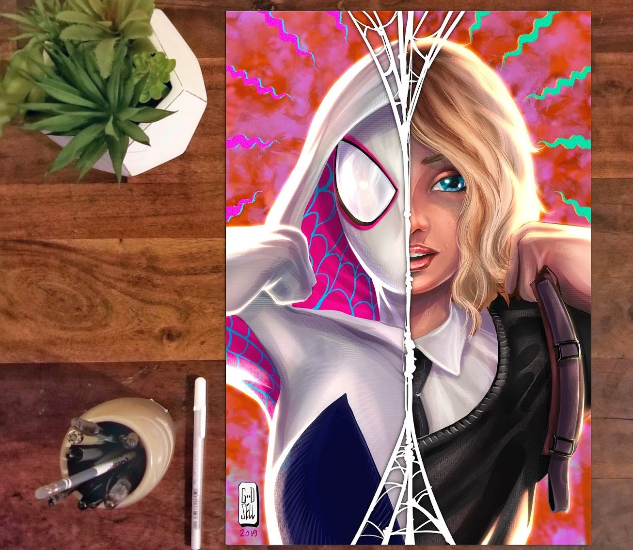 Spider Gwen Poster Print | Gwen Stacy Into the SpiderVerse | Spider-man poster | Spider woman | Ghost spider poster | Spiderverse poster