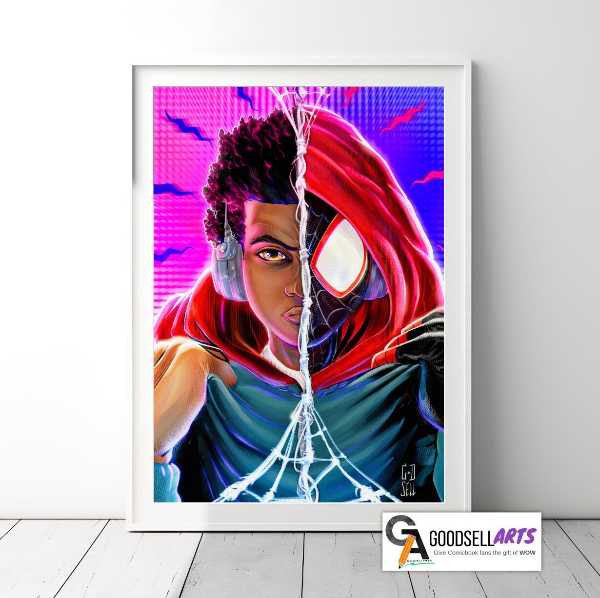 Miles Morales Poster Print | Spider-Man art print | Spider-Verse wall art | Miles Morales Gift | Miles Spiderman | Game room decor
