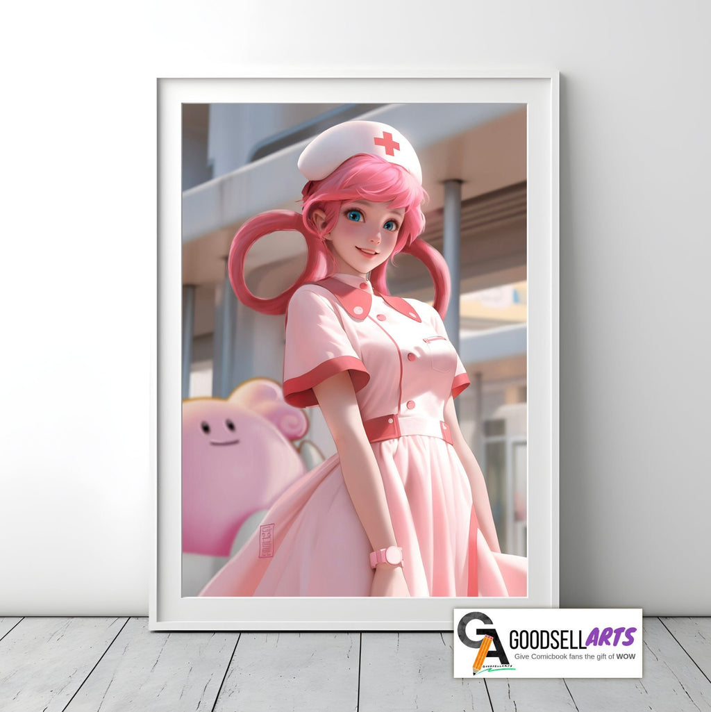 Nurse Joy Poster | Nurse Joy wall art | Video Game Wall Art | Game Room Decor | Nintendo poster | Nurse Joy Wall art gift