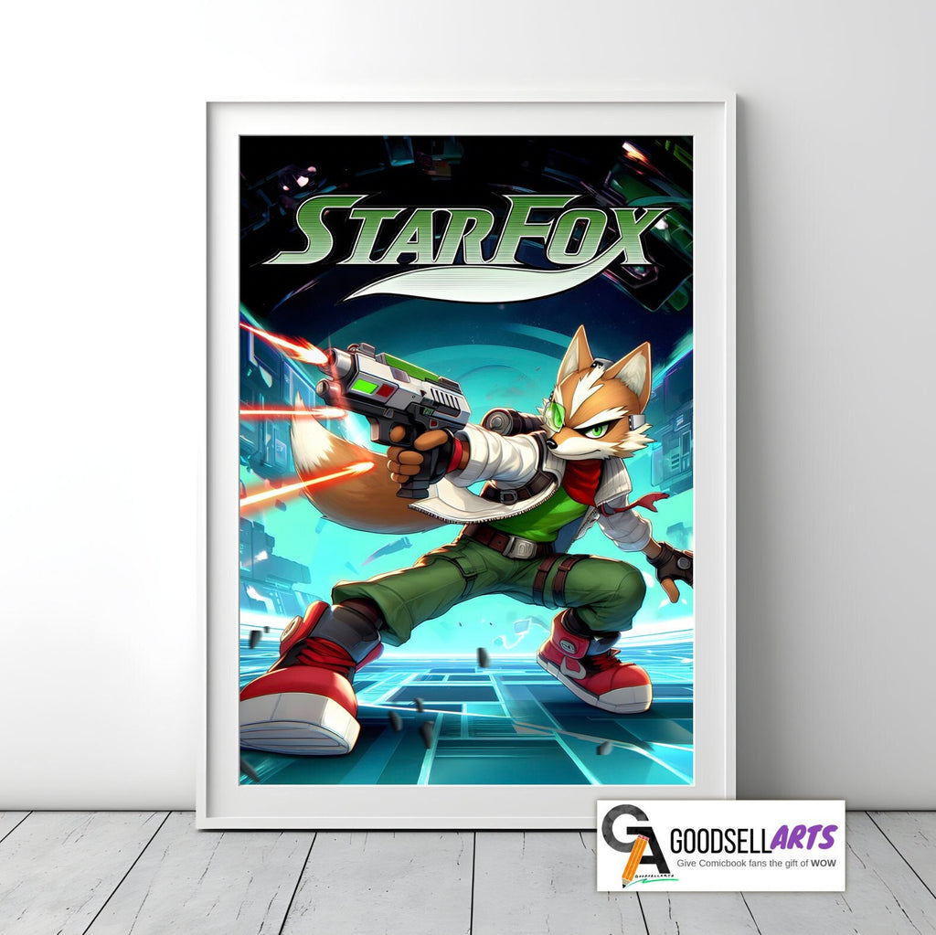 Star Fox Poster | Fox McCloud Poster | Gamer Gifts | Game room decor | Star Fox wall art | Video Game art | Nintendo gift Smash brothers art