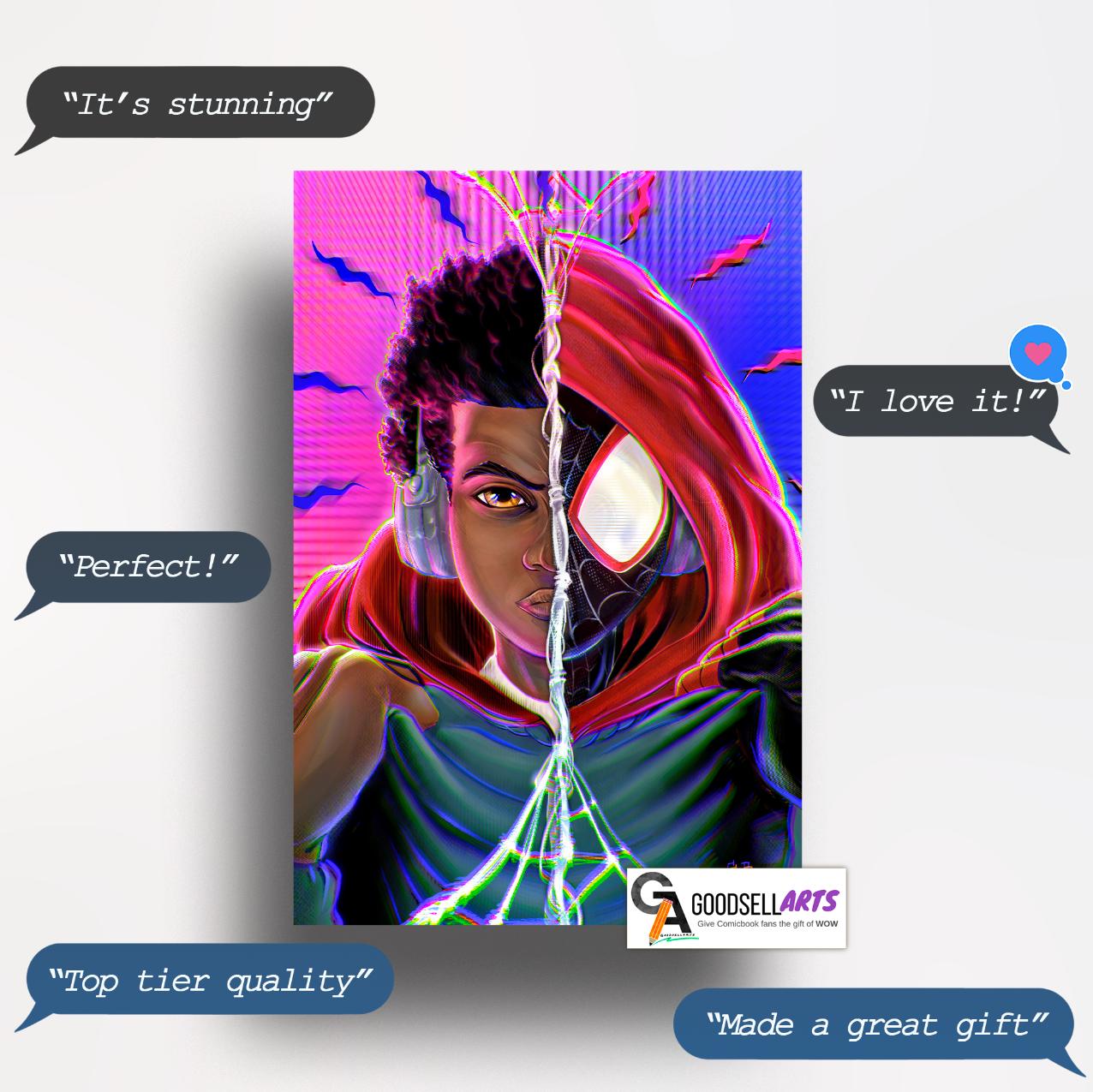 Miles Morales Poster Print | Spider-Man art print | Spider-Verse wall art | Miles Morales Gift | Miles Spiderman | Game room decor