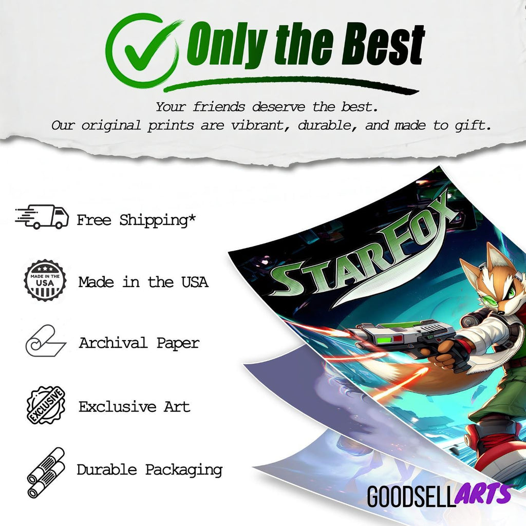 Star Fox Poster | Fox McCloud Poster | Gamer Gifts | Game room decor | Star Fox wall art | Video Game art | Nintendo gift Smash brothers art