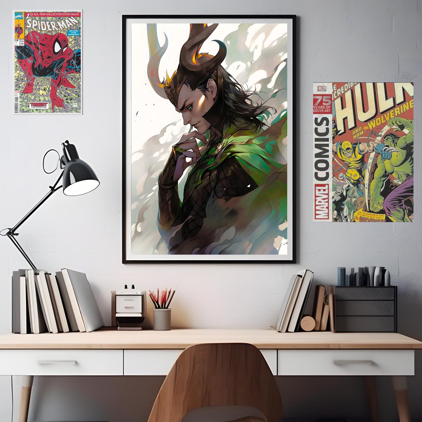 Loki Poster Print | Marvel Loki Art Print | Avengers Poster Loki fan art | Loki Odinson | Loki MCU | Marvel poster gift | Geek room decor