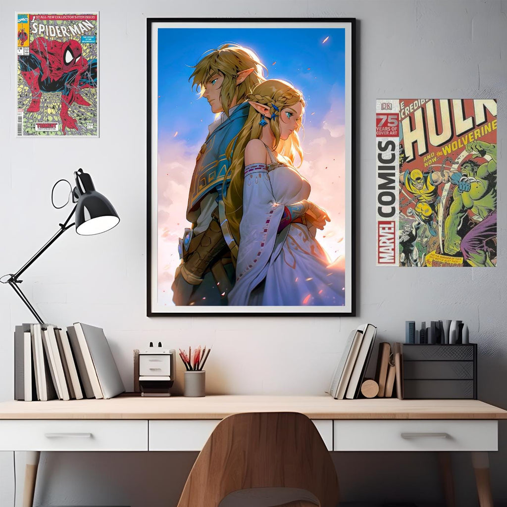 Link and Zelda Poster | Zelda wall art | Legend of Zelda art print | Breath of the Wild | Tears of the Kingdom | Nintendo Zelda Fan Gift