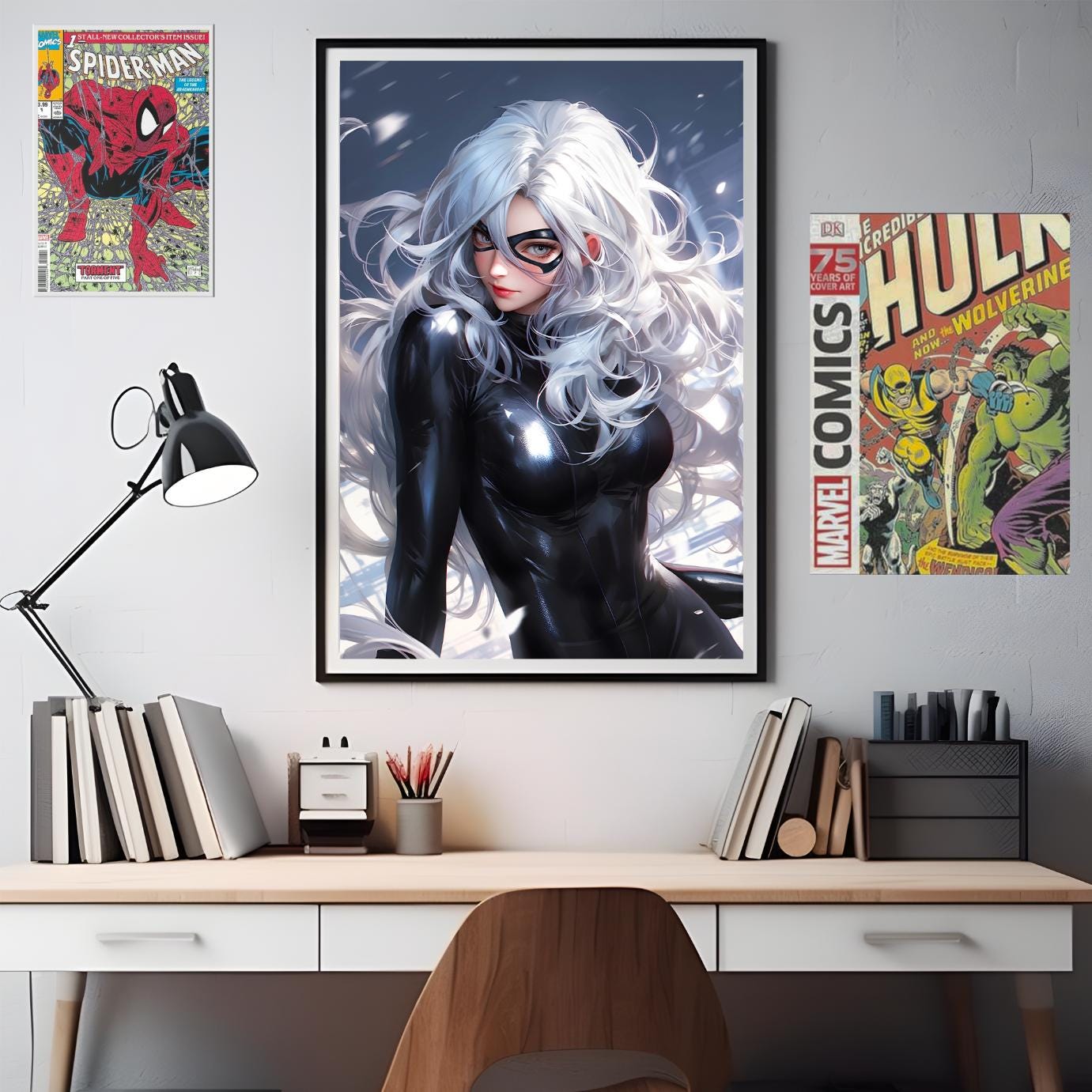 Black Cat Poster | Felicia Hardy art print | Spider-man Black Cat Wall Art | Felicia Black Cat Spiderman Gift | Marvel Black Cat art print