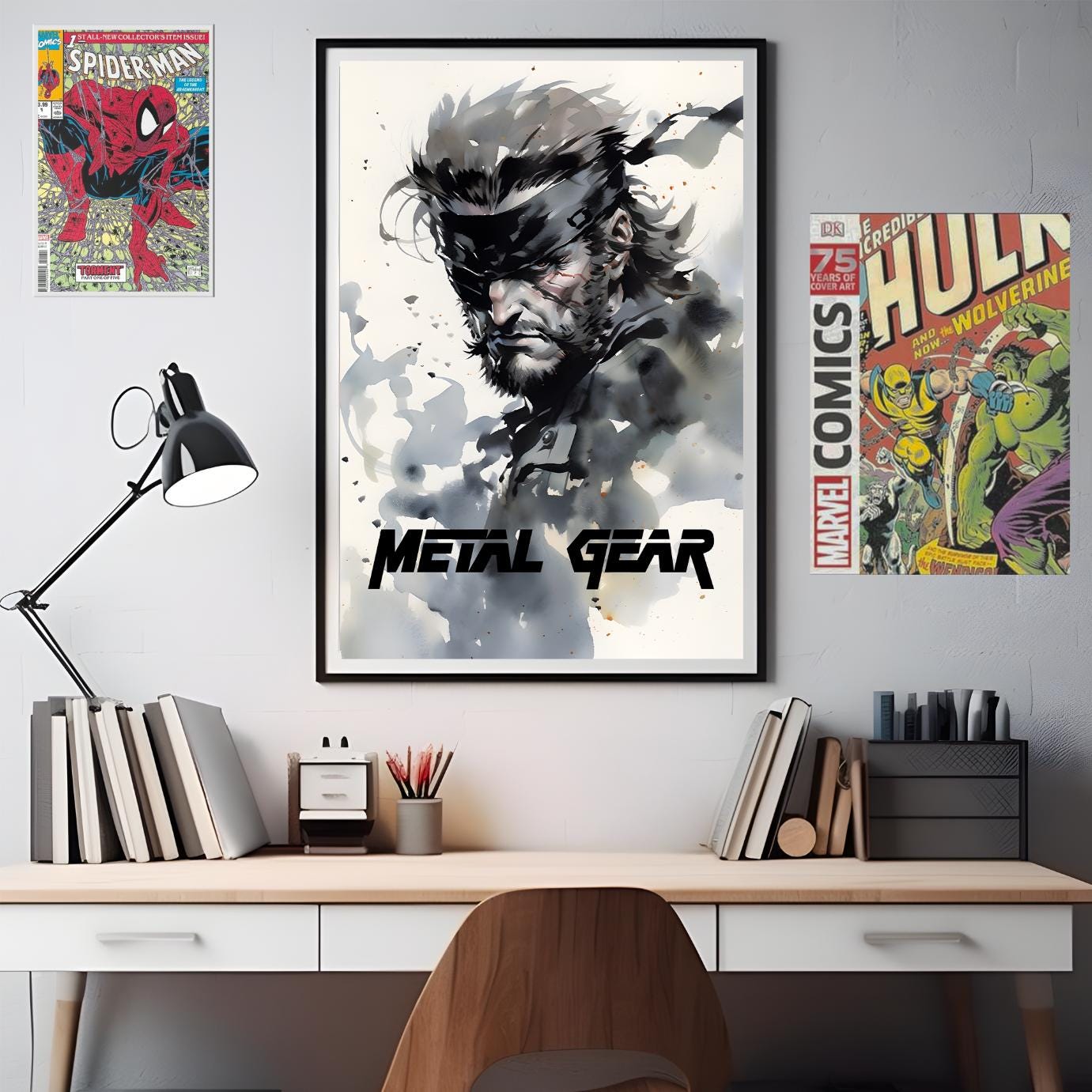 Metal Gear Poster, Solid Snake Art Print, Metal Gear Solid Wall Art, Big Boss Game Room Decor, Playstation Gamer gift, Snake Eater fan Art