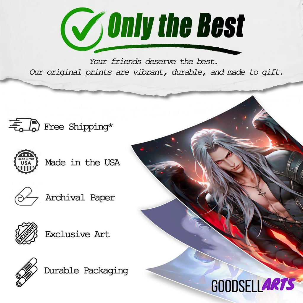 Sephiroth Final Fantasy Poster | Final Fantasy 7 Sephiroth wall art | FF7 | Gaming poster | Video Game art | Game Room Decor