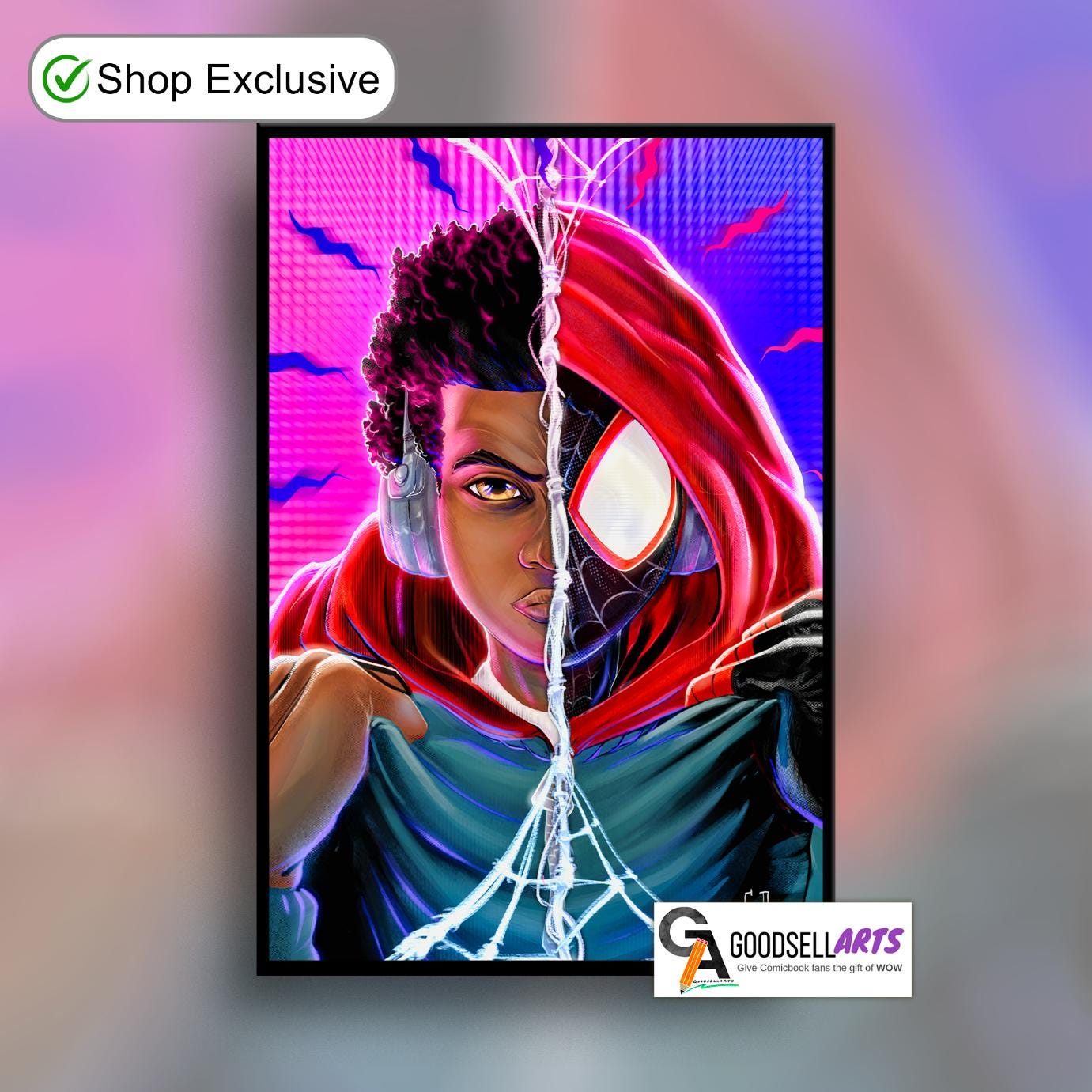 Miles Morales Poster Print | Spider-Man art print | Spider-Verse wall art | Miles Morales Gift | Miles Spiderman | Game room decor