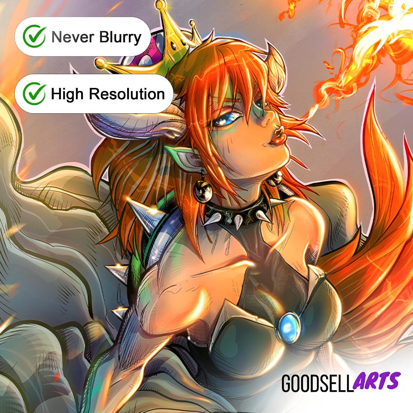 Bowsette art poster | Nintendo wall art | Bowsette wall art | Geek room decor | Game room | Princess Bowsette fan art | Bowser girlfriend