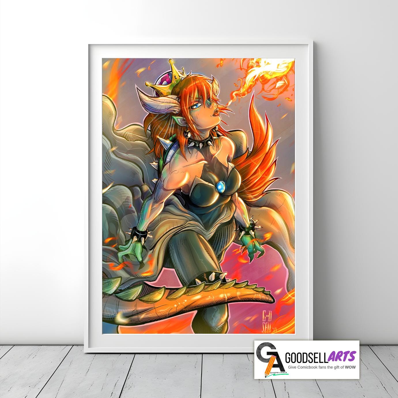 Bowsette art poster | Nintendo wall art | Bowsette wall art | Geek room decor | Game room | Princess Bowsette fan art | Bowser girlfriend