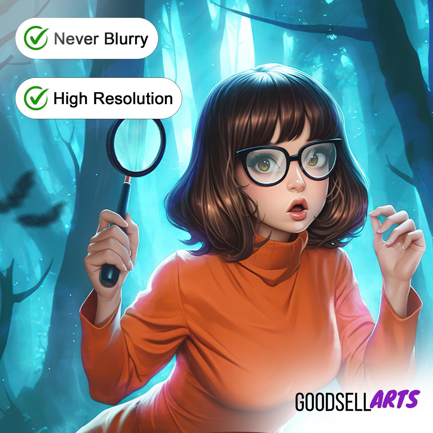 Velma Poster | Velma Cartoon Art print  | TV Show Wall Art | Retro Cartoon poster | Pop culture | 70s 80s cartoons | Velma gift
