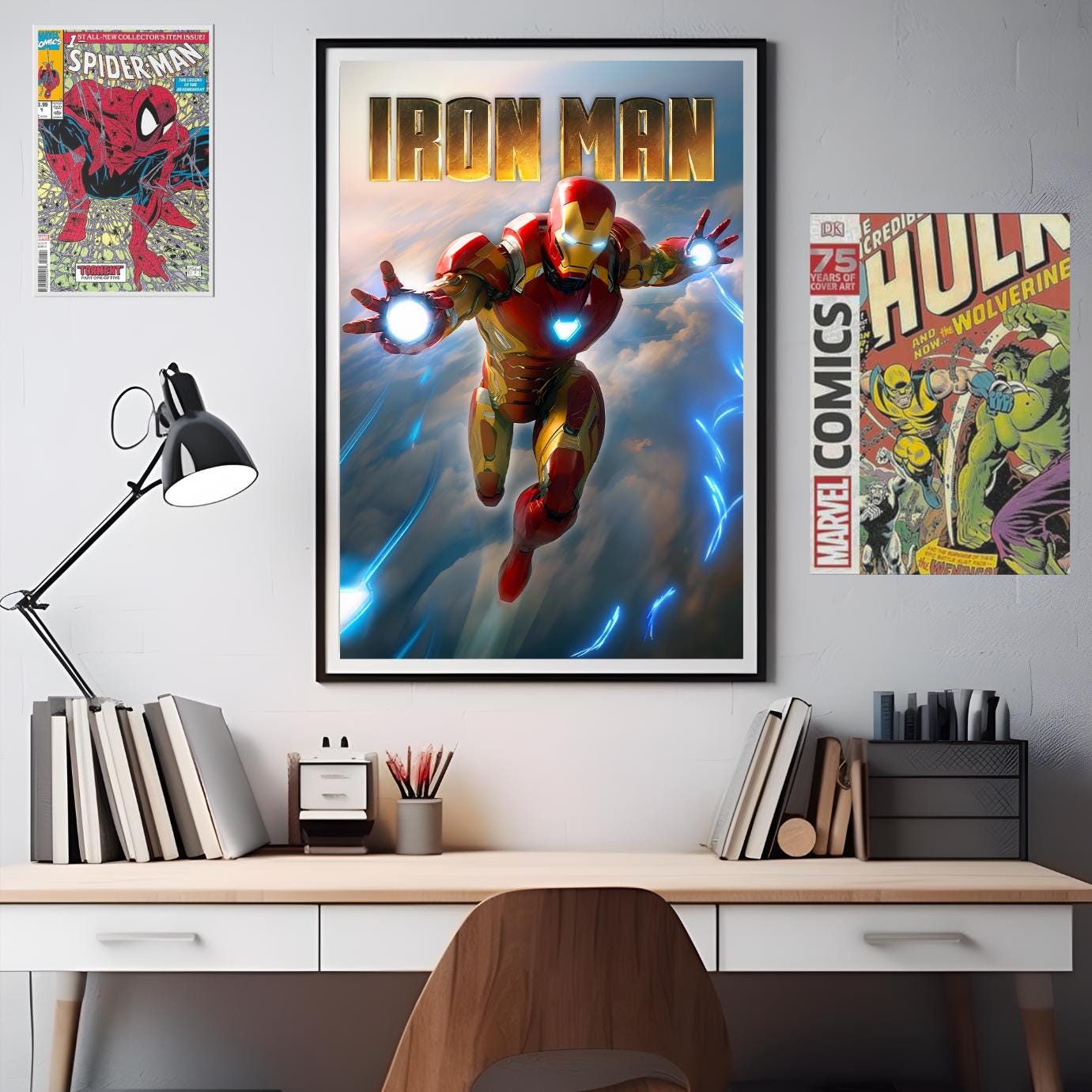 Iron Man Poster Print | Avengers Wall Art, Tony Stark Movie Poster, Marvel Fan Art, Superhero Home Decor, Iron man fan gift, geek room decor