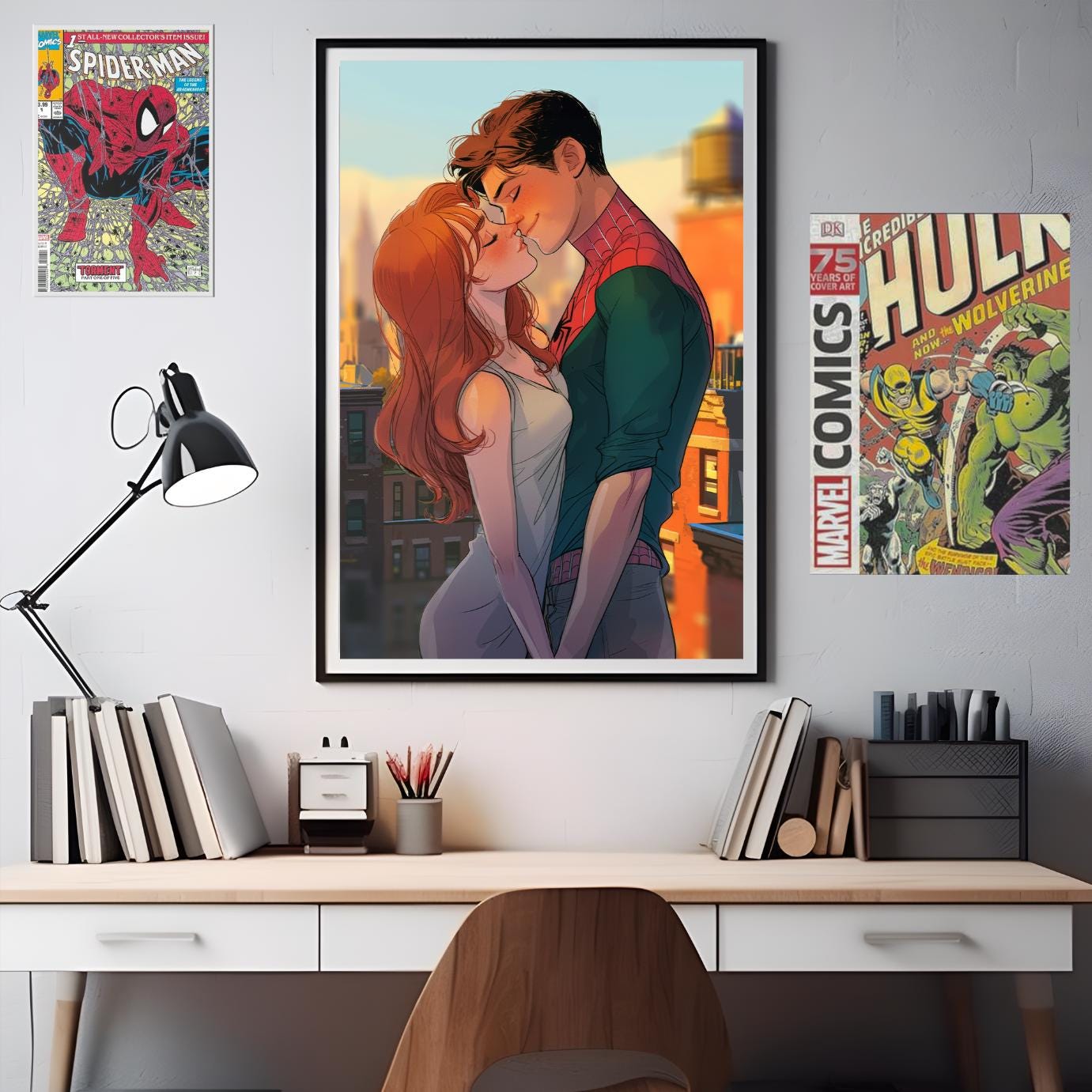 Peter Parker loves Mary Jane poster | Spider-man comic art print, Marvel wall decor, Spiderman Superhero Gift , Mary Jane Watson wall art