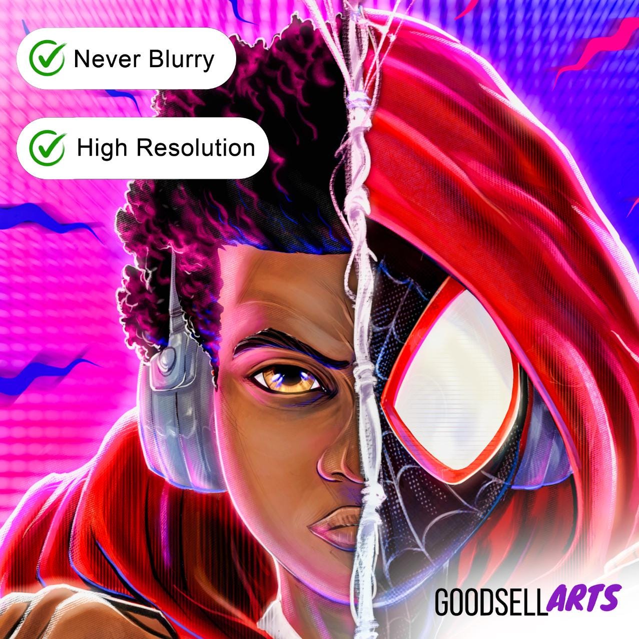 Miles Morales Poster Print | Spider-Man art print | Spider-Verse wall art | Miles Morales Gift | Miles Spiderman | Game room decor
