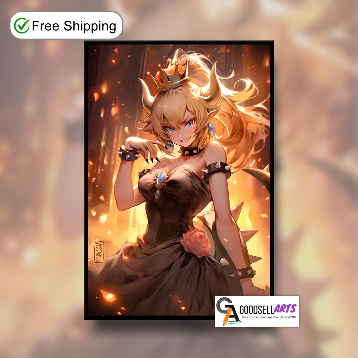 Bowsette Poster |  Princess Bowsette art | Nintendo art print | Video Game Wall Art | Gamer Gifts | Gifts for her | Mario Collectible