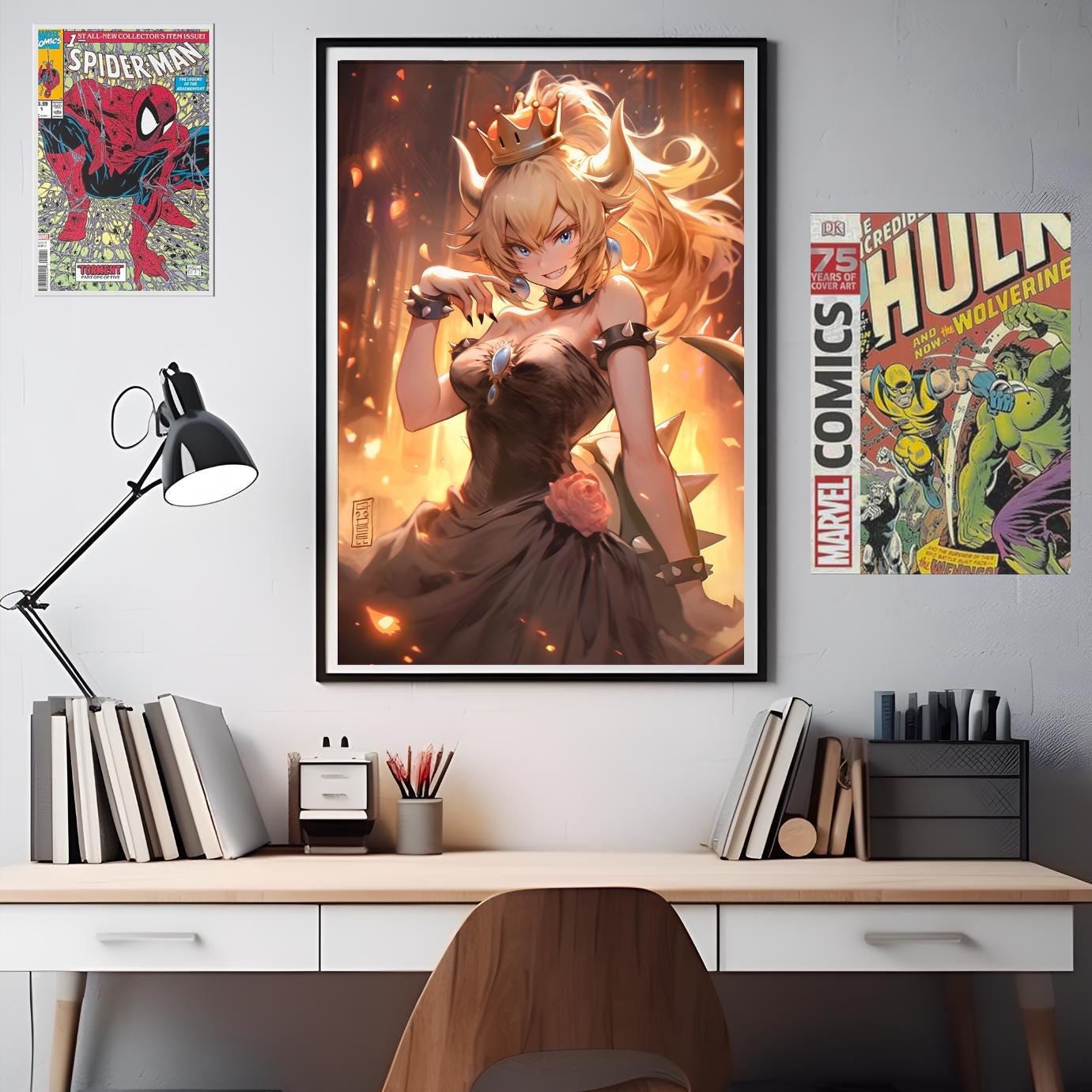 Bowsette Poster |  Princess Bowsette art | Nintendo art print | Video Game Wall Art | Gamer Gifts | Gifts for her | Mario Collectible