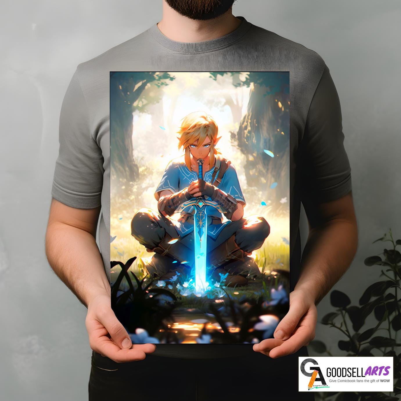 Link Poster, Legend of Zelda wall art print, Link art print, Gamer Gift for Nintendo fans, Game Room Decor, Breath of the Wild art print