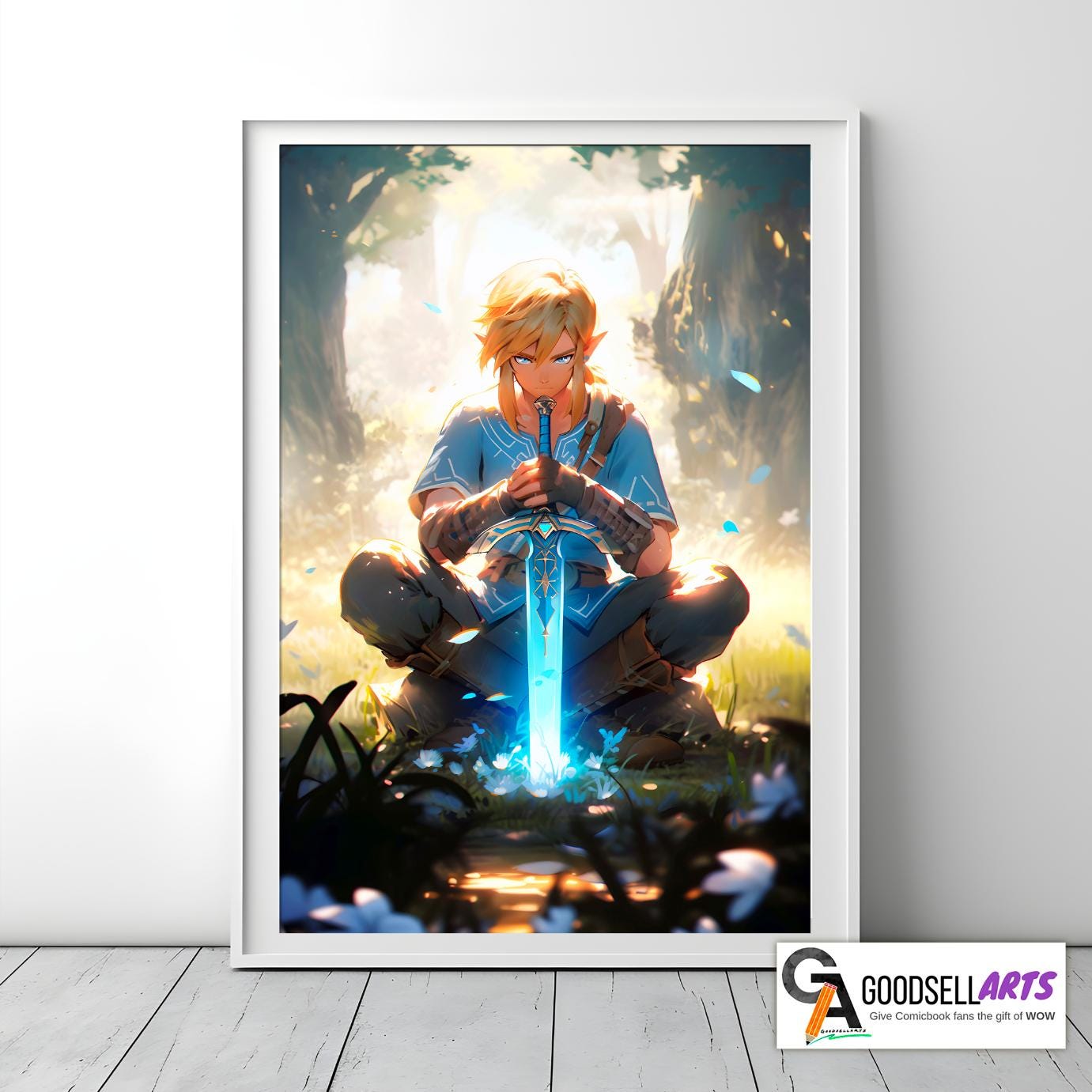 Link Poster, Legend of Zelda wall art print, Link art print, Gamer Gift for Nintendo fans, Game Room Decor, Breath of the Wild art print