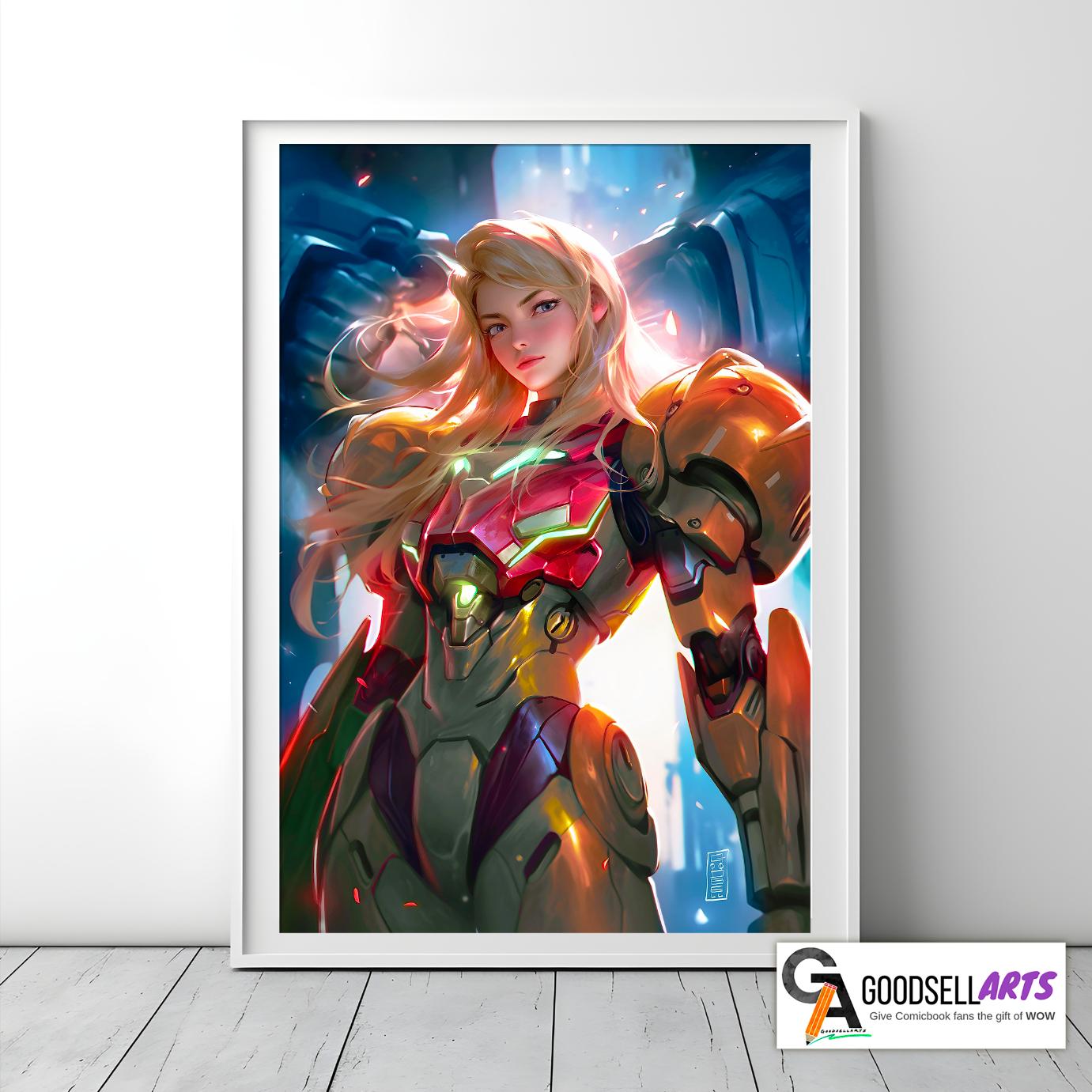 Samus Aran Metroid Poster, Nintendo Metroid Wall decor, Nintendo gamer gift, video game poster, game room decor, Samus wall Art print