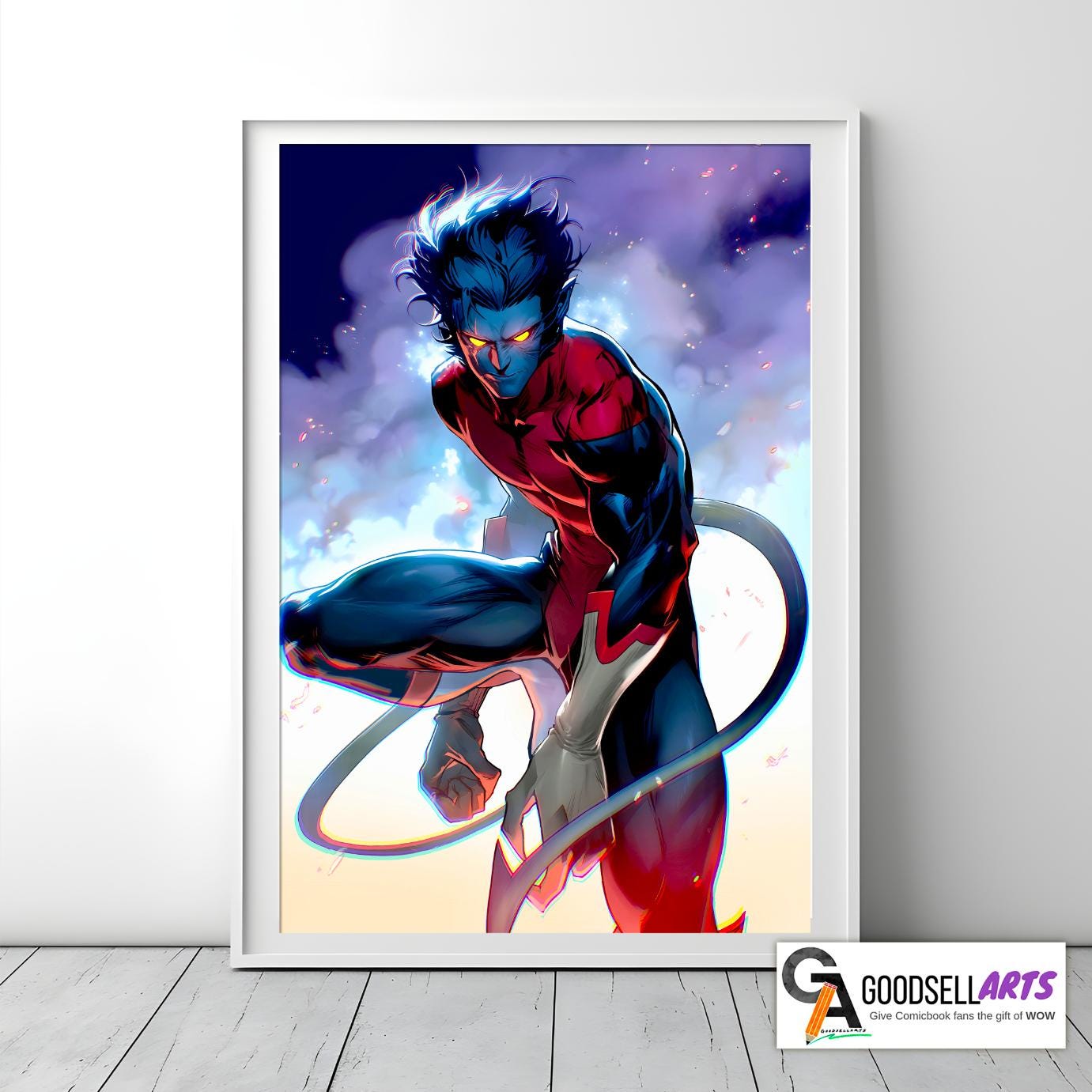 Nightcrawler Wall Art Print | Marvel X-Men poster, Superhero Poster, Comic Book art, Game Room Decor, Marvel wall art, Nightcrawler fan gift