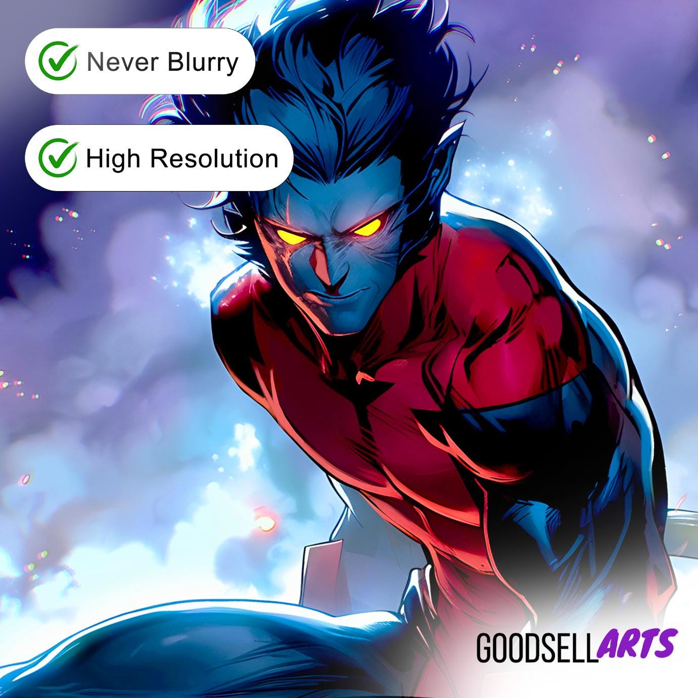 Nightcrawler Wall Art Print | Marvel X-Men poster, Superhero Poster, Comic Book art, Game Room Decor, Marvel wall art, Nightcrawler fan gift