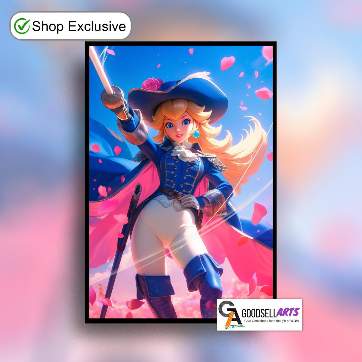Princess Peach Poster | SwordFighter Peach | Princess Peach Showtime | Nintendo art print | Video Game Art | Princess Peach Gift for her