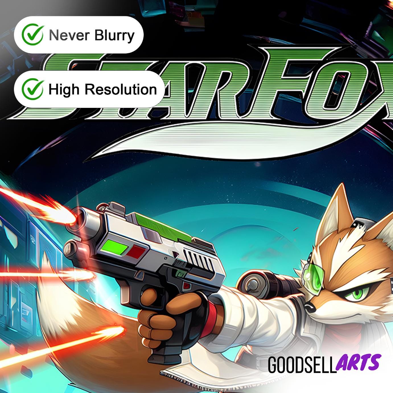 Star Fox Poster | Fox McCloud Poster | Gamer Gifts | Game room decor | Star Fox wall art | Video Game art | Nintendo gift Smash brothers art