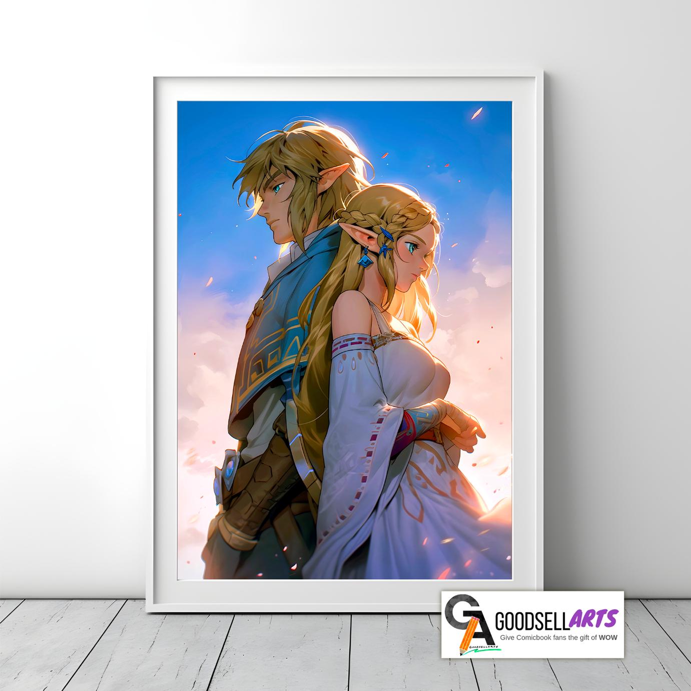 Link and Zelda Poster | Zelda wall art | Legend of Zelda art print | Breath of the Wild | Tears of the Kingdom | Nintendo Zelda Fan Gift