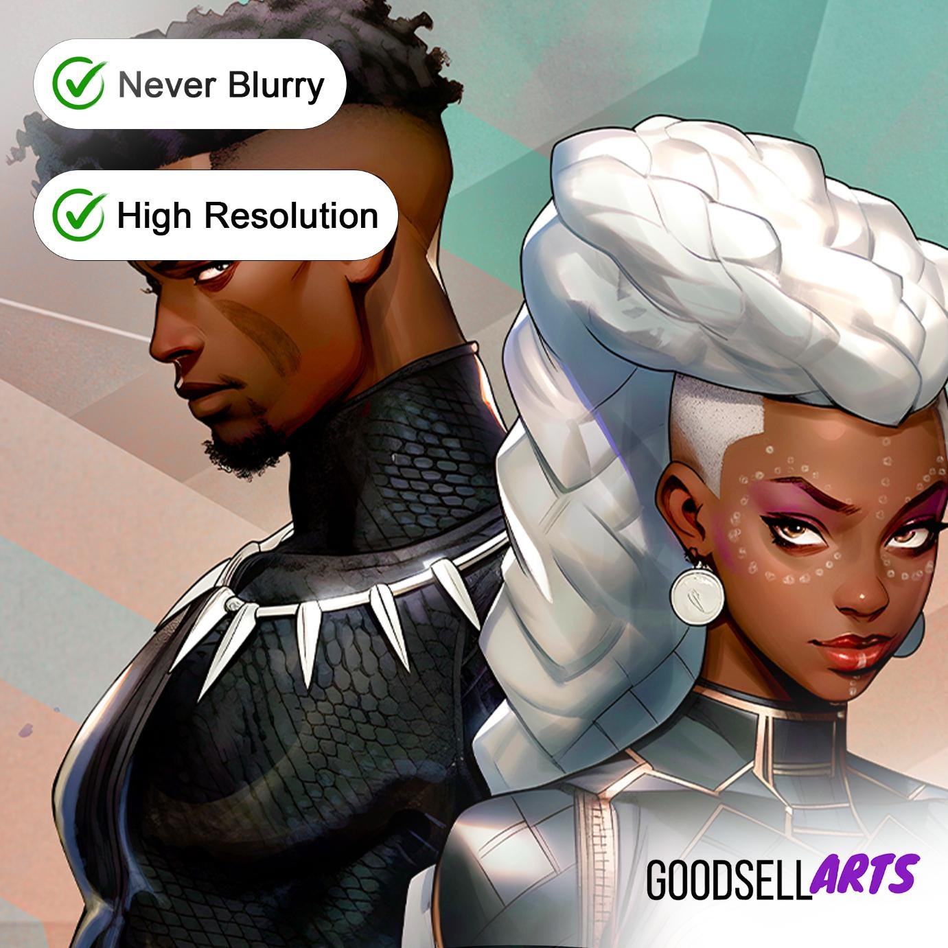 Queen Storm Wakanda Poster |  Storm and Black Panther print | Storm X-Men Poster | Marvel Black panther and Storm | Marvel wall art
