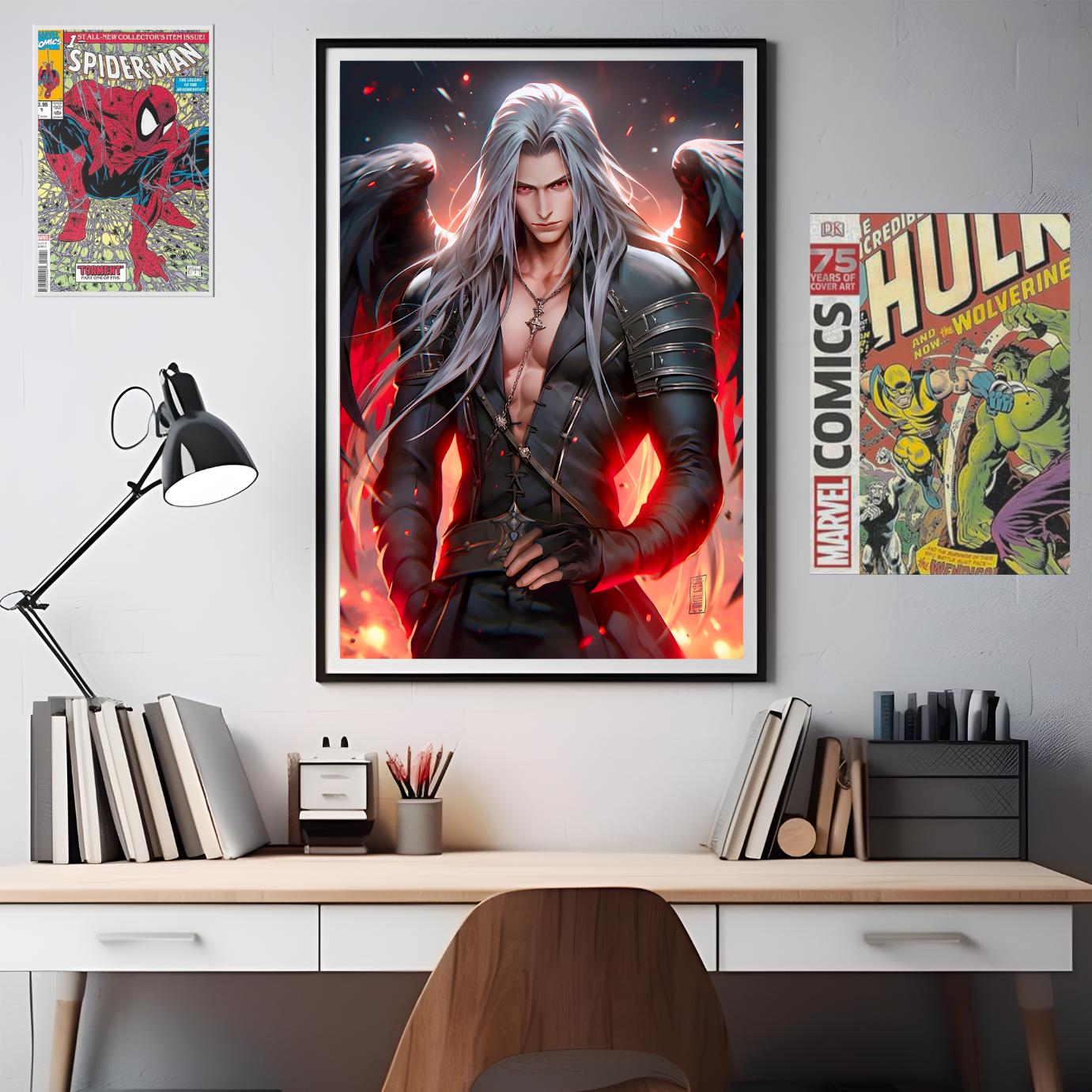 Sephiroth Final Fantasy Poster | Final Fantasy 7 Sephiroth wall art | FF7 | Gaming poster | Video Game art | Game Room Decor