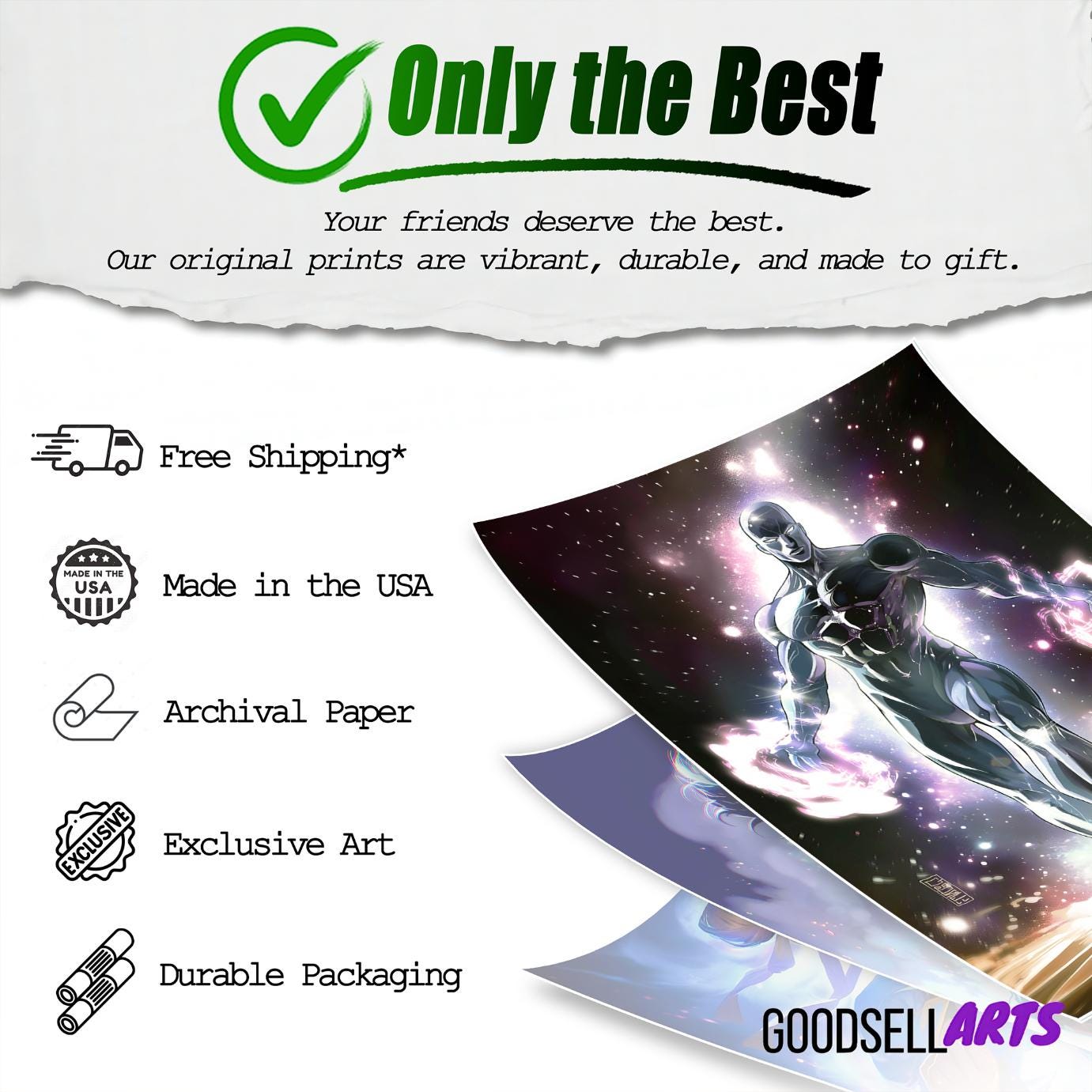 Silver Surfer Poster, Marvel Superhero Wall Art, Fantastic four poster, Fantastic 4 art print, Silver Surfer illustration, game room decor