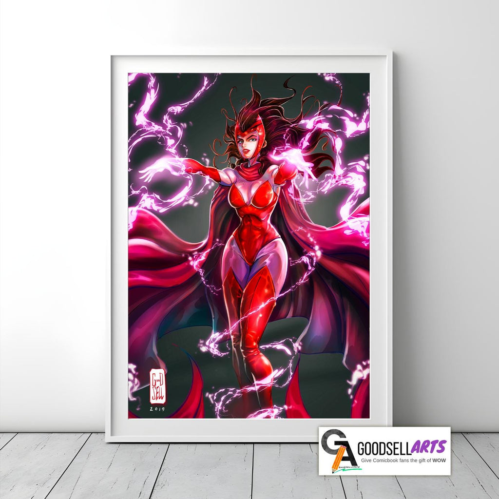 Wanda Scarlet Witch Poster | Avengers Wanda Poster | Avengers art print | Wanda Maximoff poster | Geek Room Gift | Avengers gift