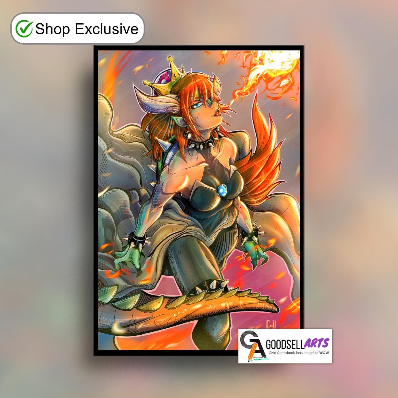 Bowsette art poster | Nintendo wall art | Bowsette wall art | Geek room decor | Game room | Princess Bowsette fan art | Bowser girlfriend