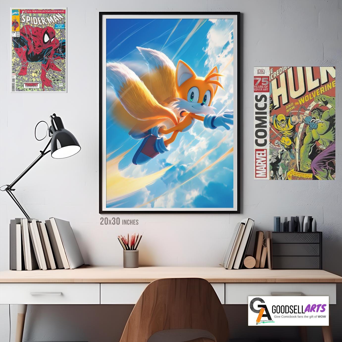Sonic Tails Poster | Miles Prower Tails print | Video Game Wall Art | Gamer Gift | Sonic the Hedgehog Tails poster | Retro Gamer | Tails fox